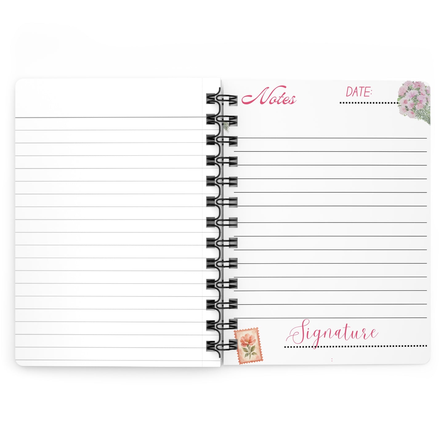 Floral Vintage Spiral Journal — My Journal Pink Rose Notebook