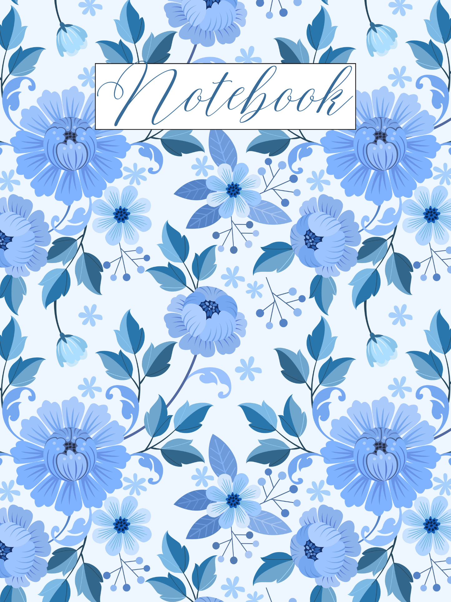 Blue Floral E-Digital Notebook With More Than 80 Pages